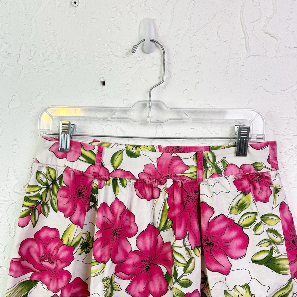 Vintage y2k White Pink Floral Low Rise Mini Skirt Size Large - Picture 2 of 6